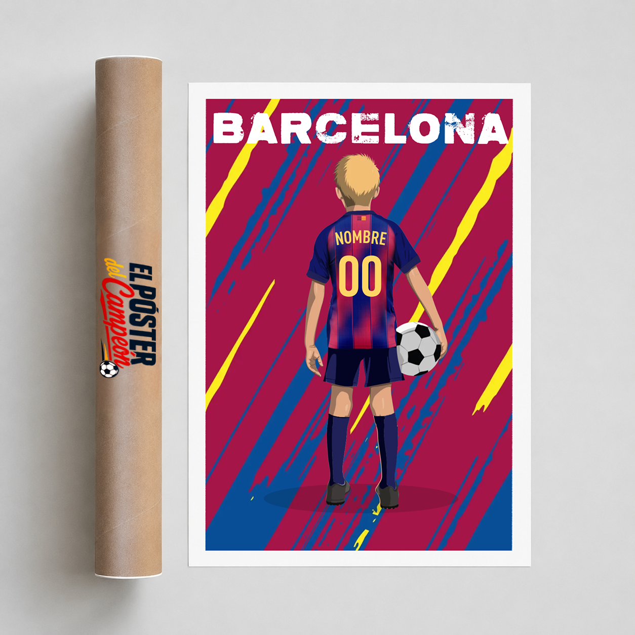Póster de fútbol - Niño Personalizado Barcelona